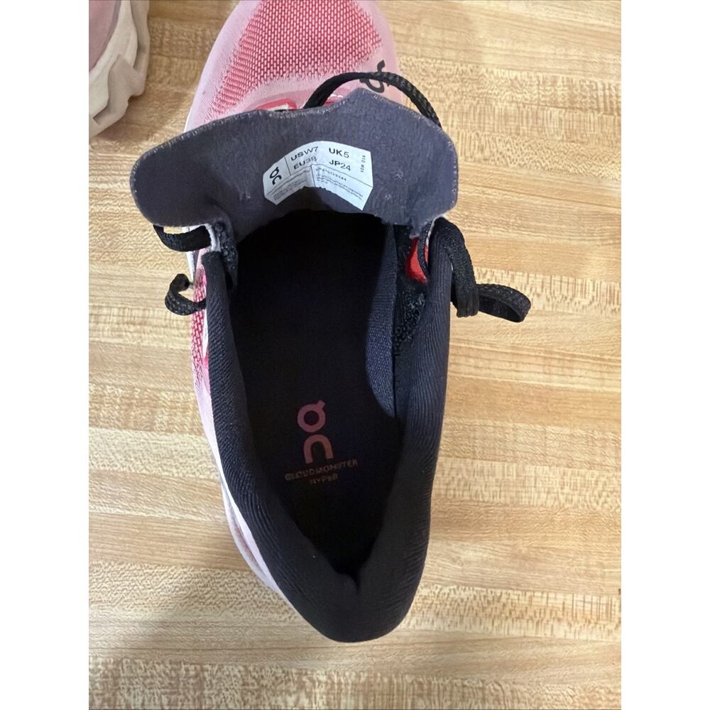 On Cloudmonster Hyper Pink Red Cream Running Shoes Sneakers Women's 7 Walking - Picture 9 of 14